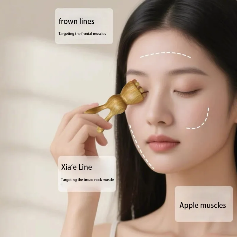 Eye Massager 12 Bead Bunny Scraping Stick Head Facial Nose Scraper Green Sandalwood Meridian Brush Acupoint Care - view 4