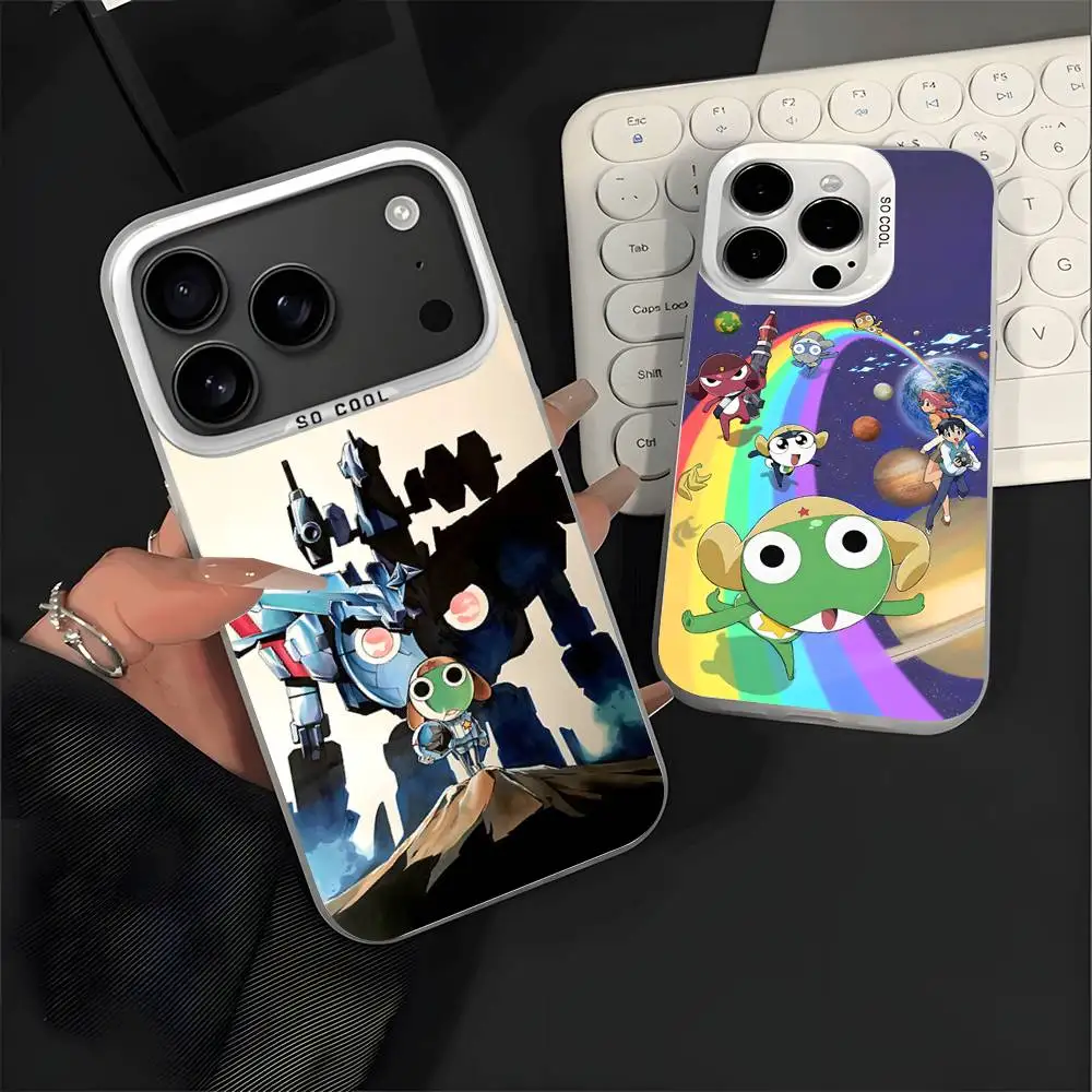 

K-Keroro G-Gunsou Frog For White Candy Matte Cover iPhone 17,16,15,14,13,12,11,Mini,Pro,Plus