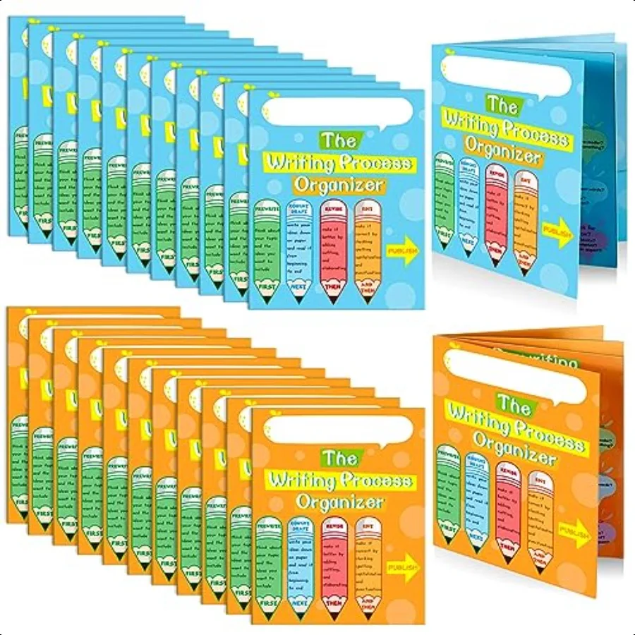 

24 Pcs Writing Proc Pocket Folders Writing Proc 4 Pocket Laminated Student Folders School Folders with Pockets for Teacher Clas