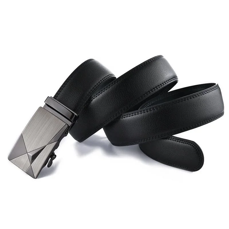 Cintura elegante da uomo con fibbia automatica larga 3,5 cm - Cintura sottile in pelle da lavoro per ufficio/intervista/regalo di nozze (100-170 cm)