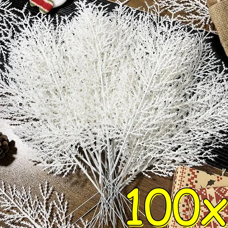 White Pine Needles Artificial Christmas Tree Ornaments DIY Leaf Branches Wreath Home Garden Decoration New Year Party Supply