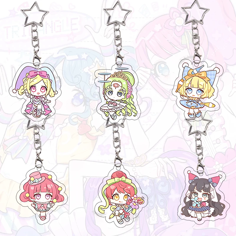 Kawaii PriPara Acrylic Keychain Mirei  Manaka Laala Keyring Mikan Cartoon Student Kiki Ajimi Bag Pendant Decoration Anime Gift