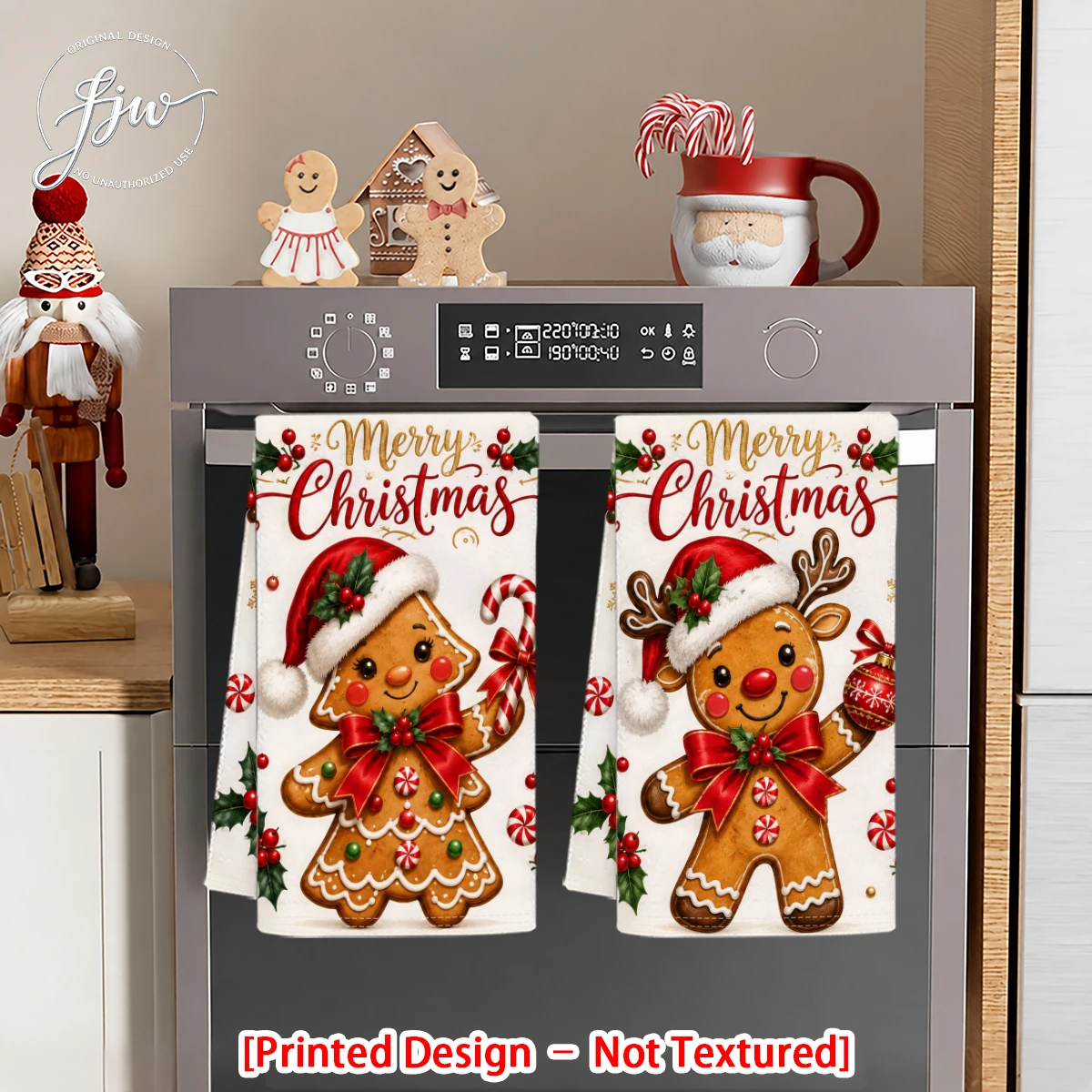 2pc Christmas Kitchen Towels Set, Dish Towels for Winter Xmas Home Decor, Cute Printed Tea Towels for Cooking & Baking