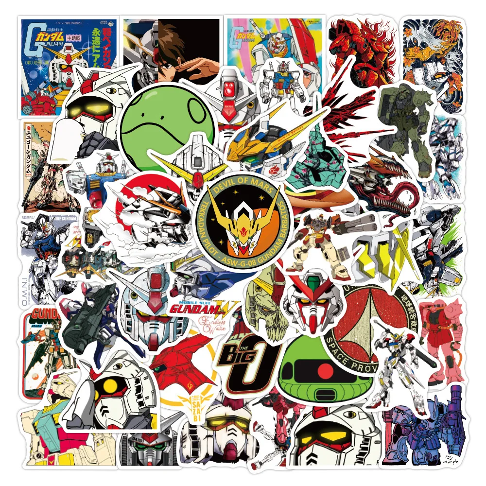 10/30/50pcs Classic Japan Anime GUNDAM Stickers Cool Cartoon Graffiti Sticker Toy Decals for Phone Case Water Bottle Stationery