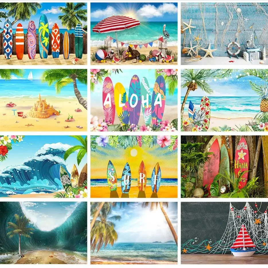 

Summer Beach Photography Backdrop Aloha Party Decoration Child Adult Portrait Photostudio Sea Travel Kids Photo Background Prop