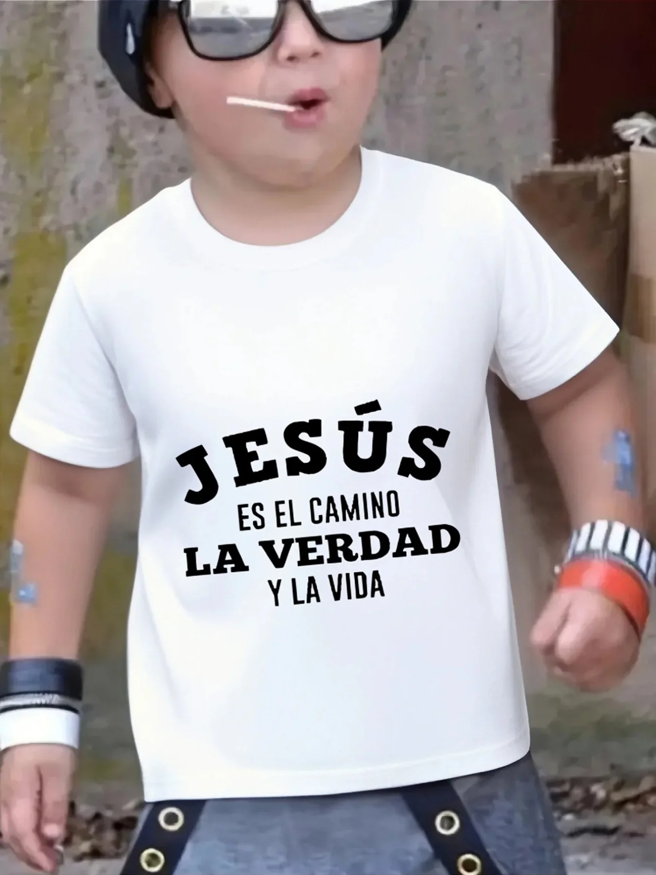 Cute Jesus Spanish Letter Print Family Matching T Shirt Boys Girls Tee Parent Child Casual Top Mom Dad Kids Summer Daily Wear