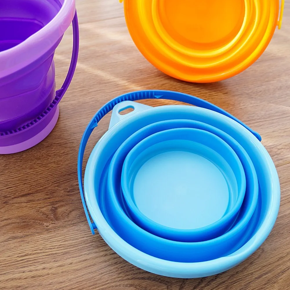 دلاء شاطئ محمولة قابلة للطي قابلة للسحب ومتعددة الوظائف دلو رمل مستدير من البلاستيك للشاطئ قابل للطي هدايا #2