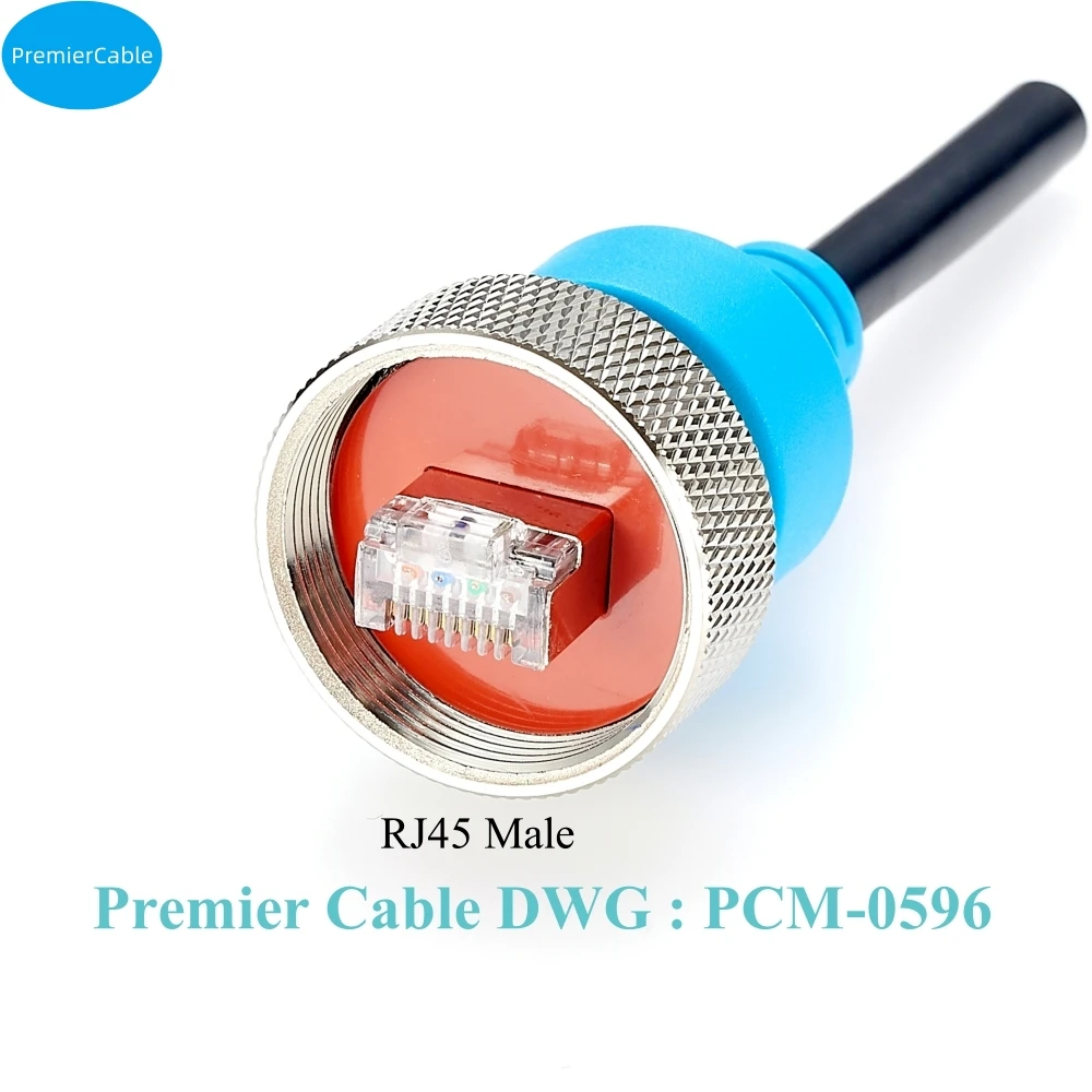 Ruggized IP67 Waterproof RJ45 8P8C Male to Male Extension Cable Recessed Flush Panel Mount 1Gpbs Cat6 Ethernet LAN Network Cable