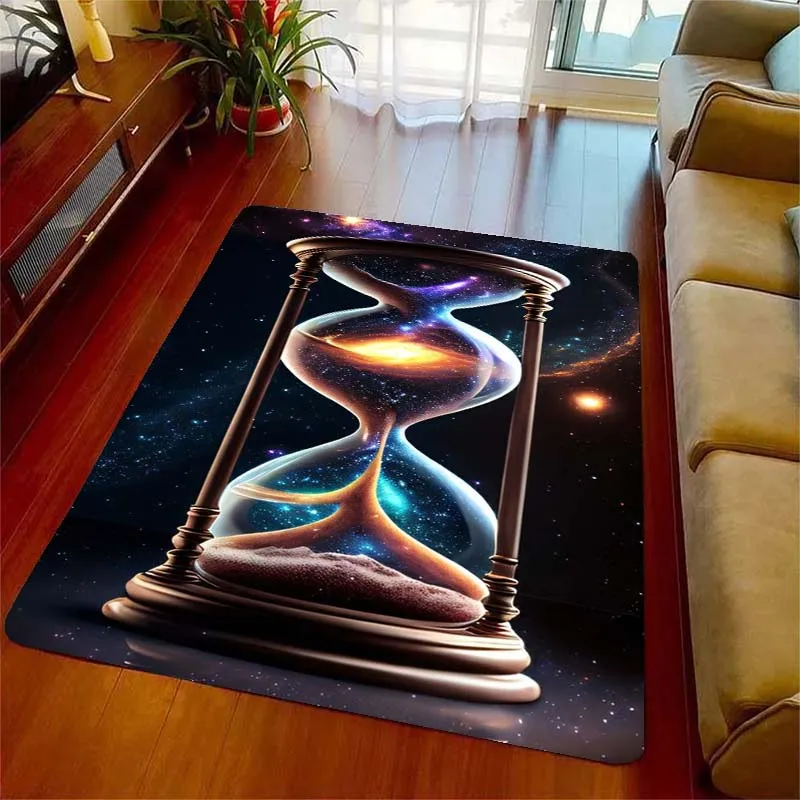 Hourglass of Time Cosmic Stardust Hourglass Area Rugs for Living Room Bedroom Decoration Children Play Room Mat Anti-slip Carpet