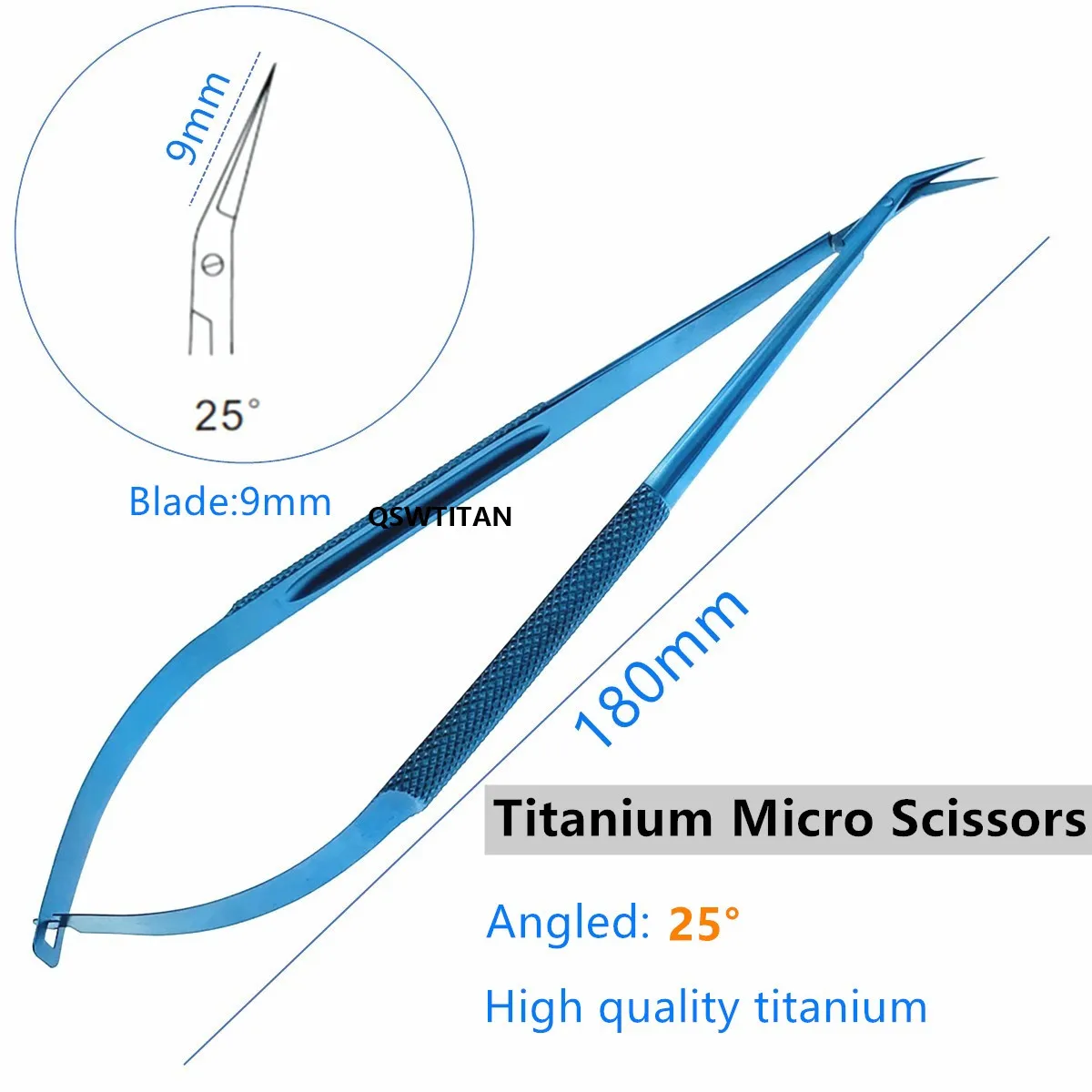 Microtijera de titanio para neurocirugía, tijeras en ángulo, instrumentos neuroquirúrgicos