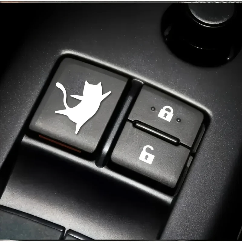 Cute Flying Cat Car Stickers 2Pcs, Vinyl Decal for Car Start Button & Blank Keys, Universal Decor for All Vehicle Models