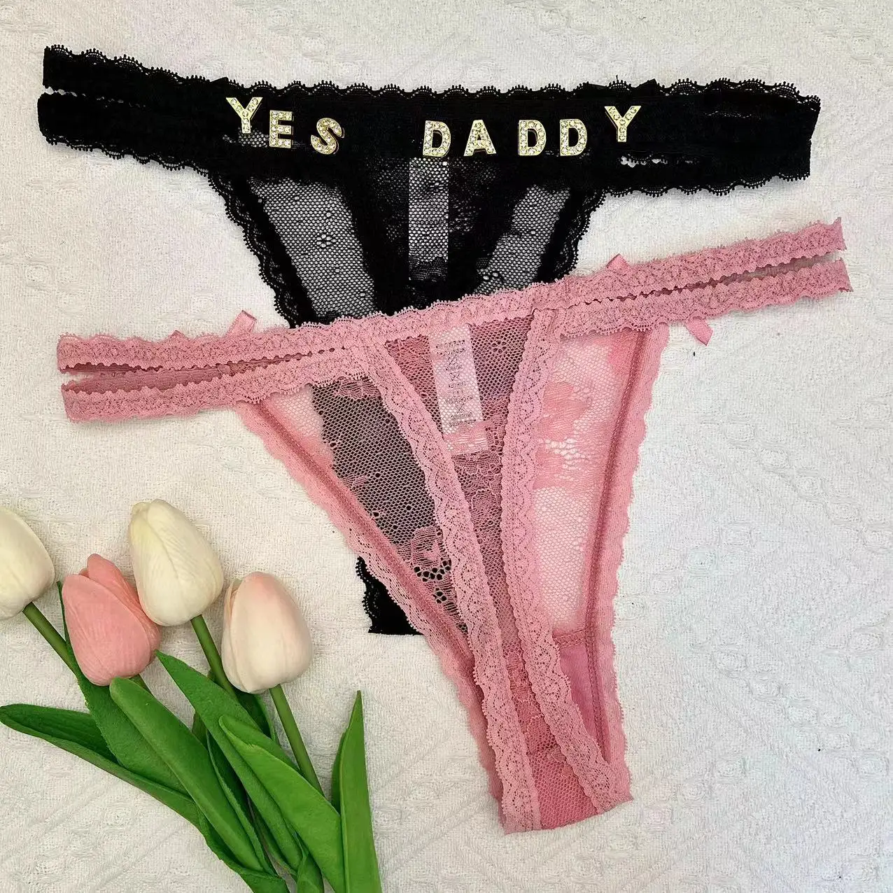 Custom Lace Thong Customized Thongs with Boyfriend's Name Daddy Thongs G-string Thongs Personalized Underwear Panties Tanga Gift