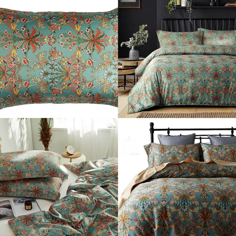 

Комплект одеял в стиле бохо для фермерского дома размера Queen: легкое постельное белье с цветочным принтом из 3 предметов и 2 наволочками