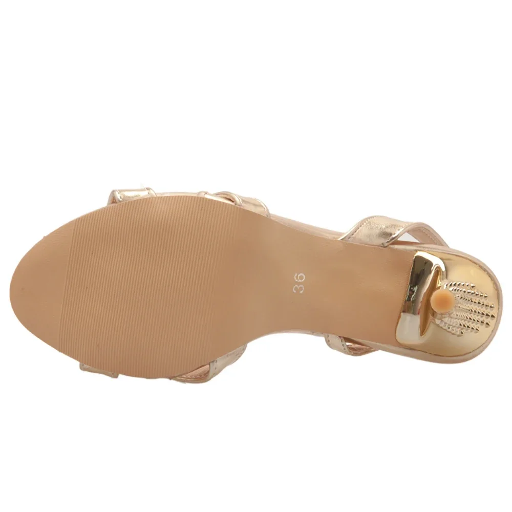 جديد الصيف مريحة الأحمر الفضة النساء الصنادل عالية الكعب الخنجر سيدة Slingback أحذية زائد حجم كبير صغير 32 43 45 47 #6