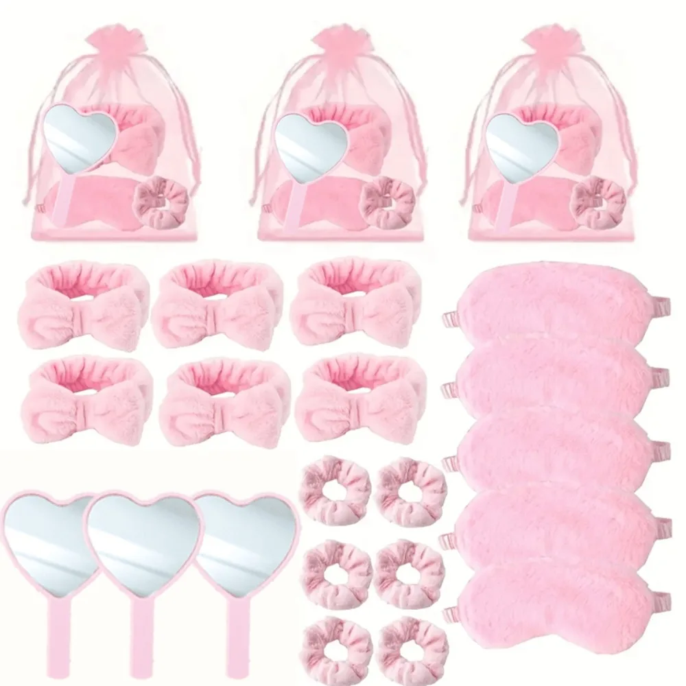 

Набор для СПА: маска для сна, резинка для волос, повязка на голову, косметическое зеркало, подарочная сумка. Идеально для свадьбы, девичника, вечеринки.