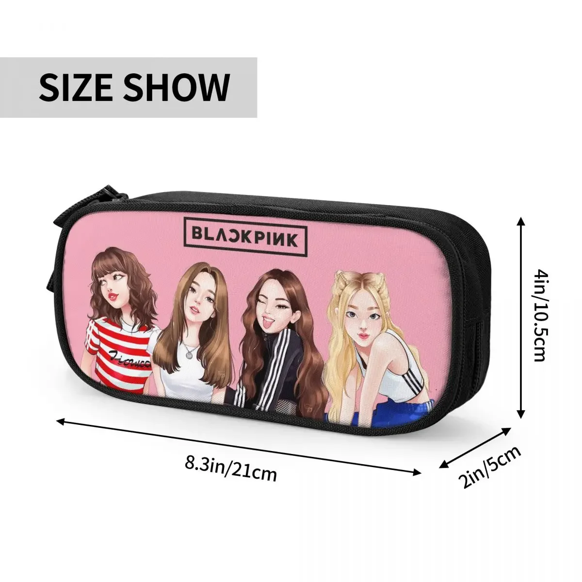 Kpop jennie schwarz-pink große Kapazität Bleistift Stift Fall Briefpapier Tasche Beutel Halter Box Veranstalter für Jugendliche Mädchen Erwachsene Student