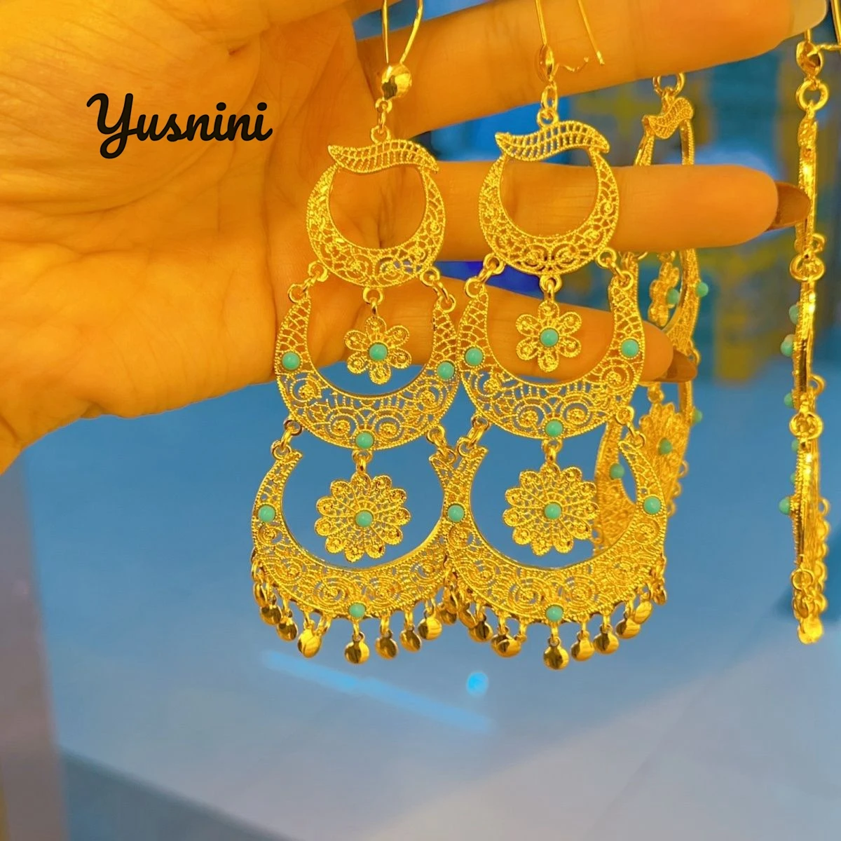 

Модные африканские серьги на Ближнем Востоке, Дубай, позолоченные 24 карата, индивидуальные серьги для пар, ювелирные изделия для свадебной вечеринки DD10748