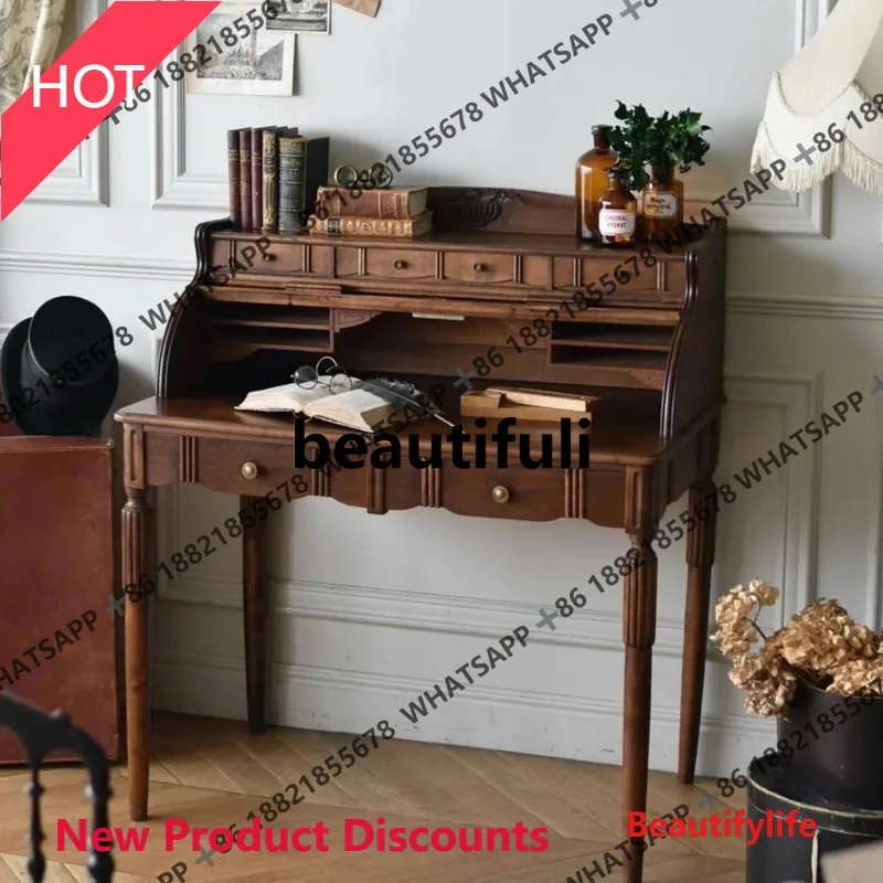 

D53 французский винтажный резной комод для спальни, фортепиано, принцесса, туалетный столик, откидная крышка, письменный стол