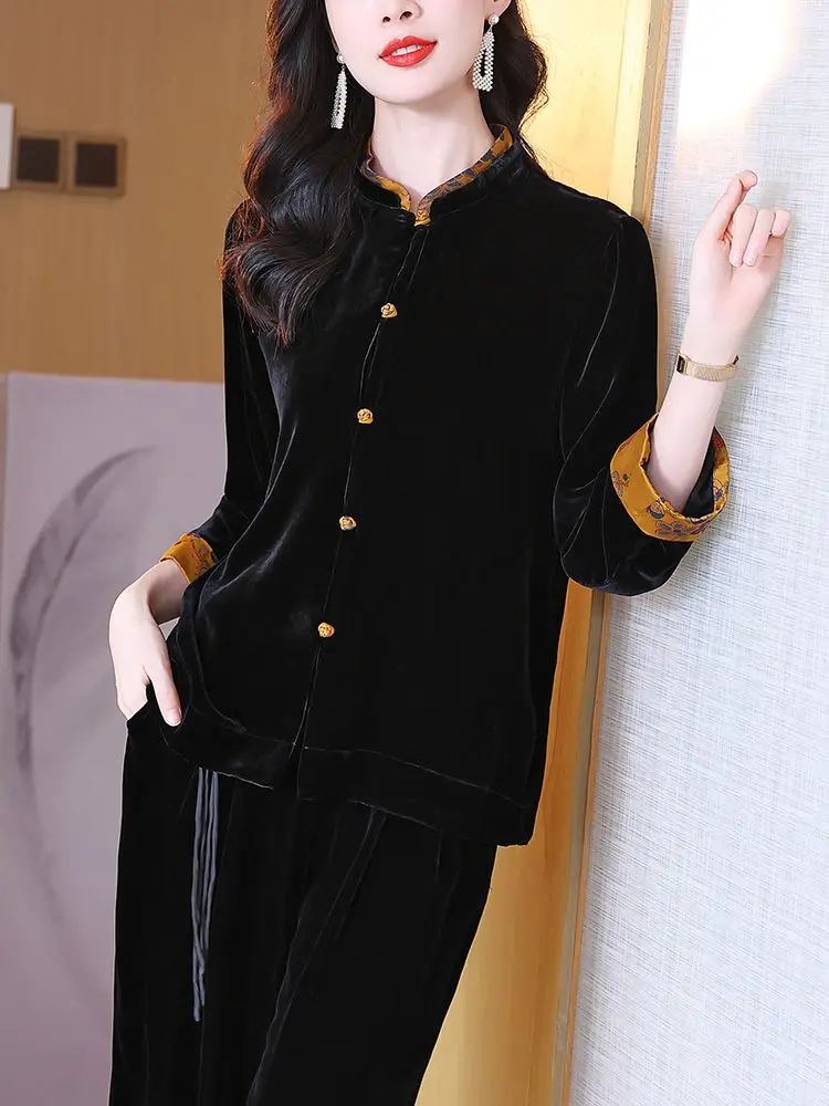 

Бархатный модный длинный све женский тюнер в стиле ретро, весна-осень-зима, новый размер для мам, большой размер TT674