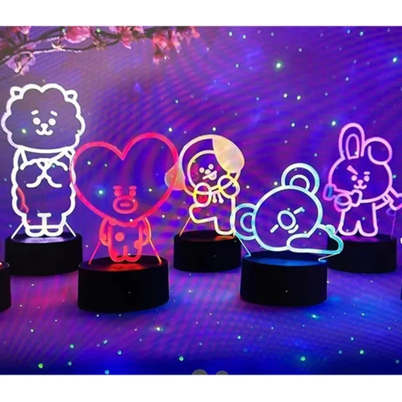 3D Night Light Tata Cooky BT21 Series Anime Kawaii Atmosphere Creative Touch Remote Control 16 color Creative Bedside Lamp Gift