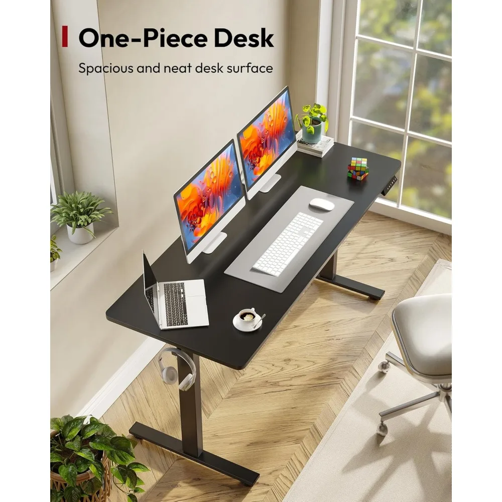 Electric Height Adjustable Standing Desk 60 x 24 Ergonomic Desk with 6-Button Controller for Office Use