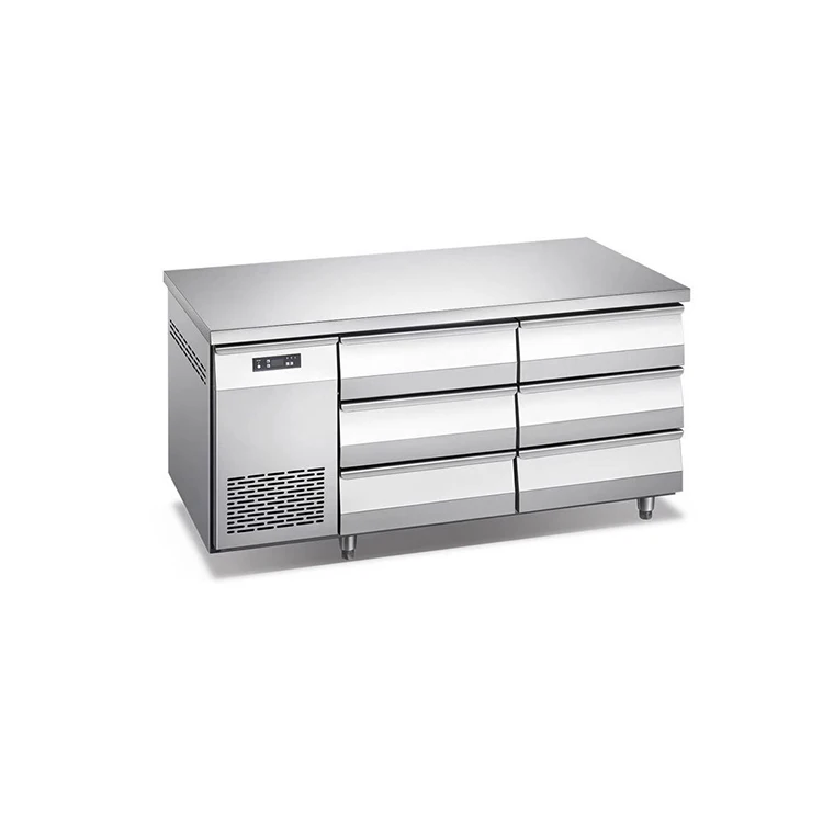 # L Hotel Under Counter Worktable  with Drawer 1.5m Work Bench Chiller 6 Drawers Stainless Steel  m