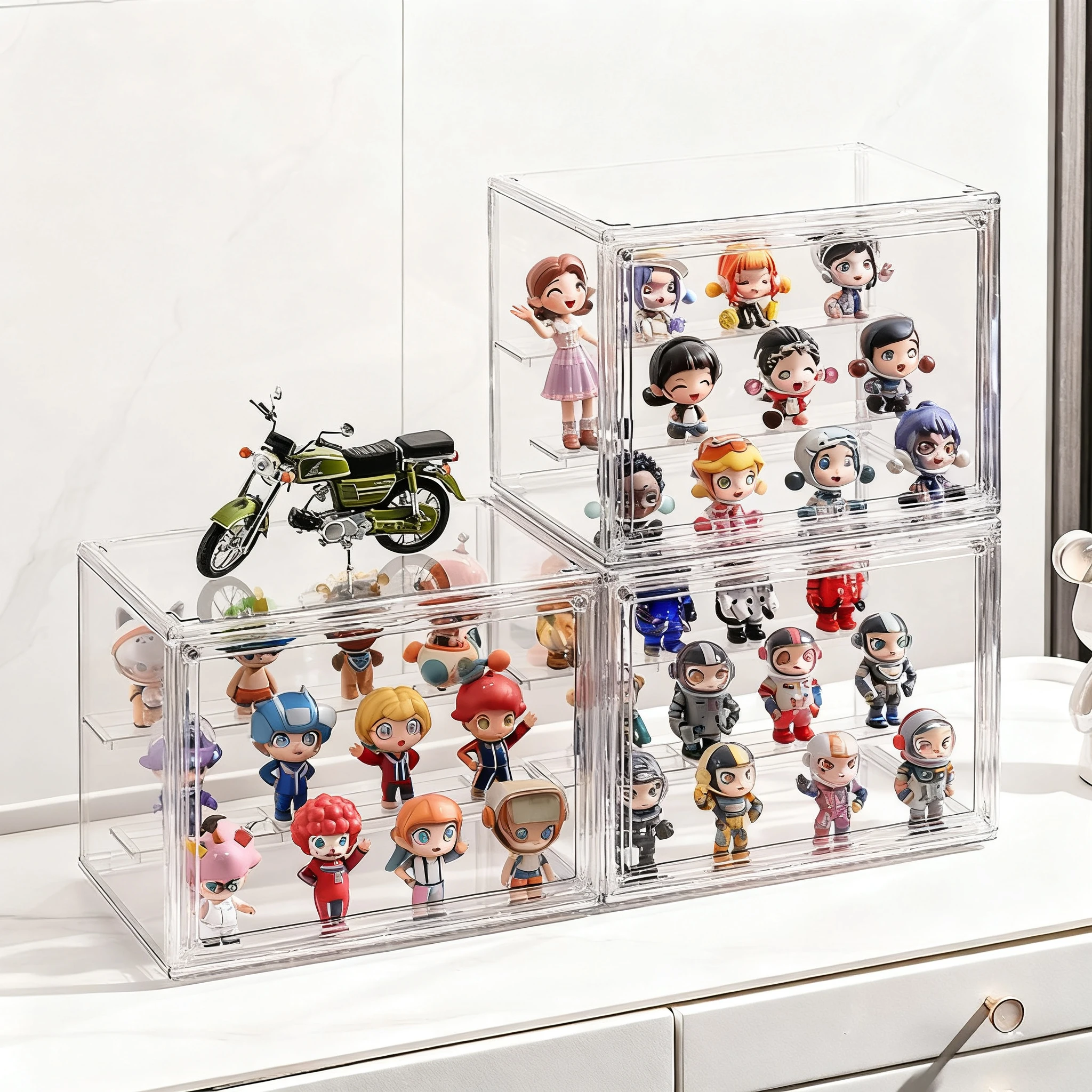 Transparent Storage Wonder: Blind Box Display Stand for Figurines, Dolls, and Acrylic Ornaments with Dust-Proof Case