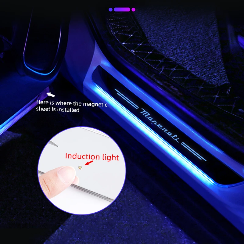 Threshold protection strip For Maserati Levante Ghibli GranTurismo Gran Quattroporte Car Welcome Threshold LED Atmosphere Light