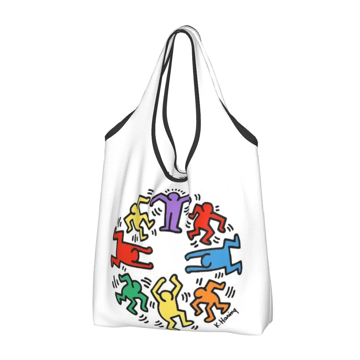 Reusable Dancer Pop Art Grocery Bags Foldable Machine Washable Harings Shopping Bag Large Eco Storage Bag Lightweight