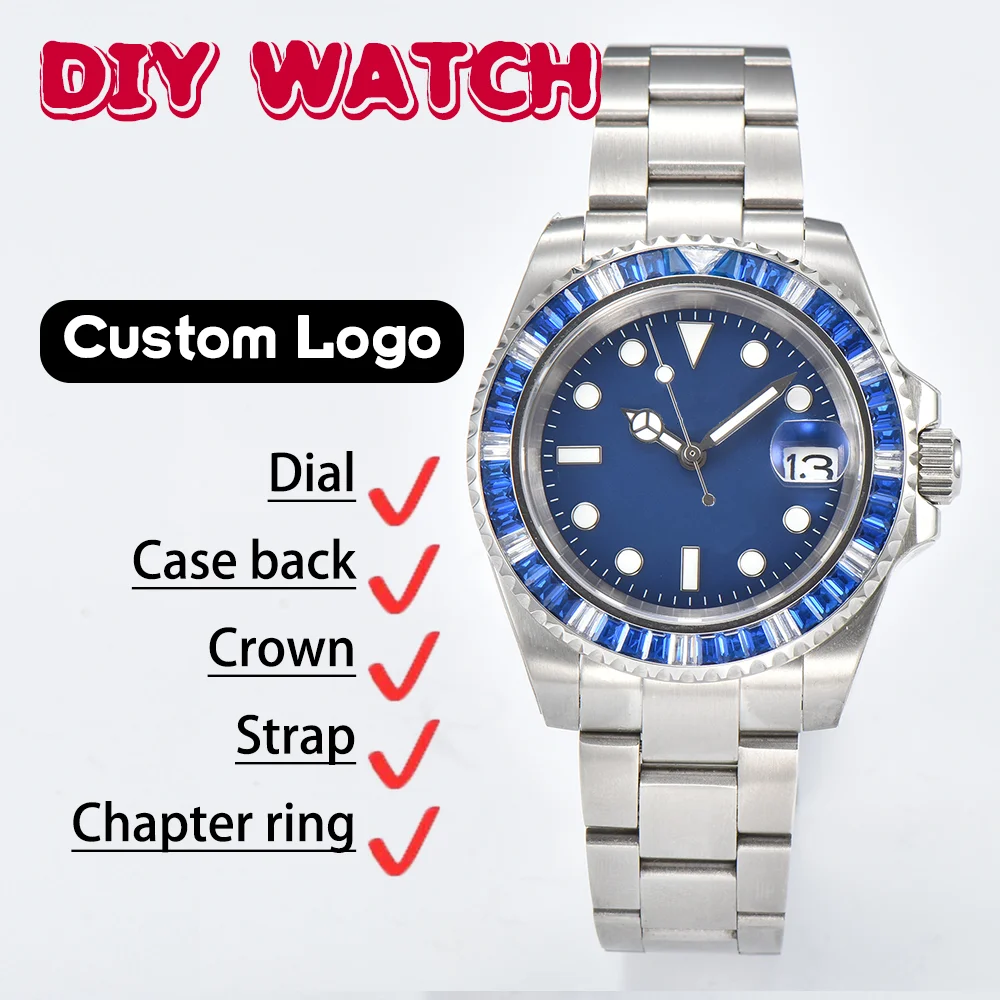 

NH35 Watch Embedded Diamond Rotatable Gear Bezel Watch Sapphire Glass Luminous Watch Luxury Men's Watches Customizable Logo