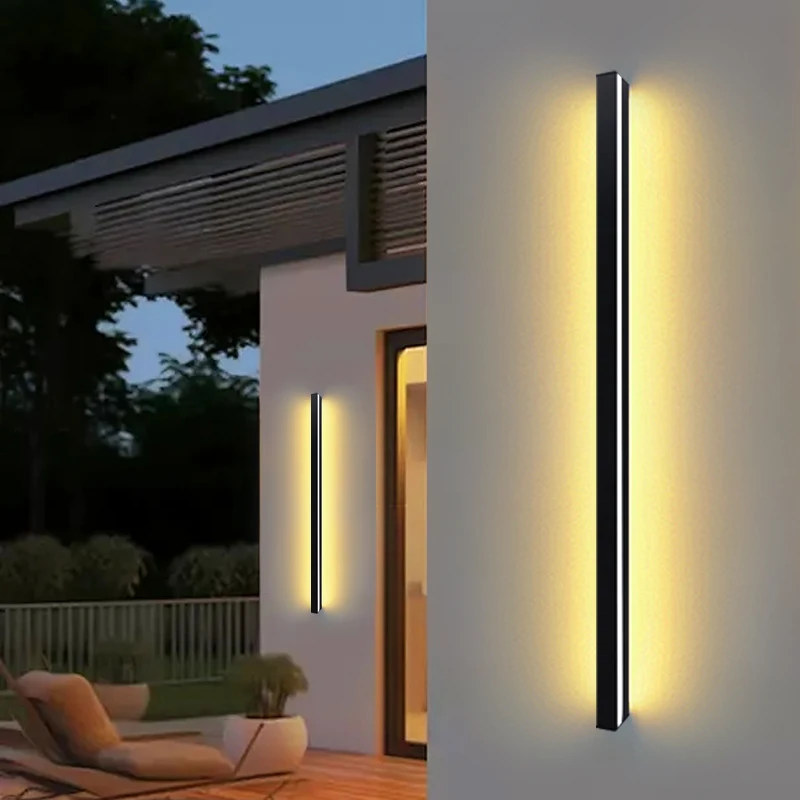 Imagem -02 - Alumínio Material Led Lâmpada de Parede Long Strip Light Interior e Exterior Ambiente Luz Jardim e Pátio Mordern 120cm Preto