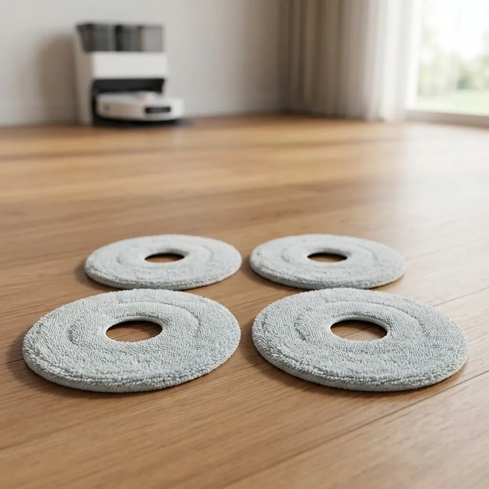 Microfiber Mop Cloths 4 Pack Replacement for Cecotec For Conga For X50 Robot Vacuum Fast Install for Daily Home Use