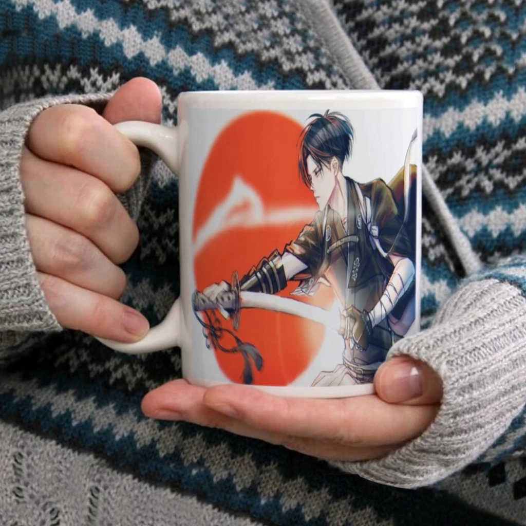 Anime Attack On Titan Soldier Commander Eren Ceramic Mug Perfect for Coffee Tea Double Sided Design for Unique Gift Idea