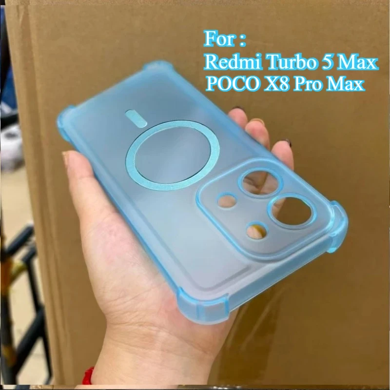 Abdeckung für POCO X8 Pro Max, magnetische, kabellose Ladefunktion, stoßfeste Handyhülle für Redmi Turbo 5 Max, weiche, durchscheinende Silikonhülle.