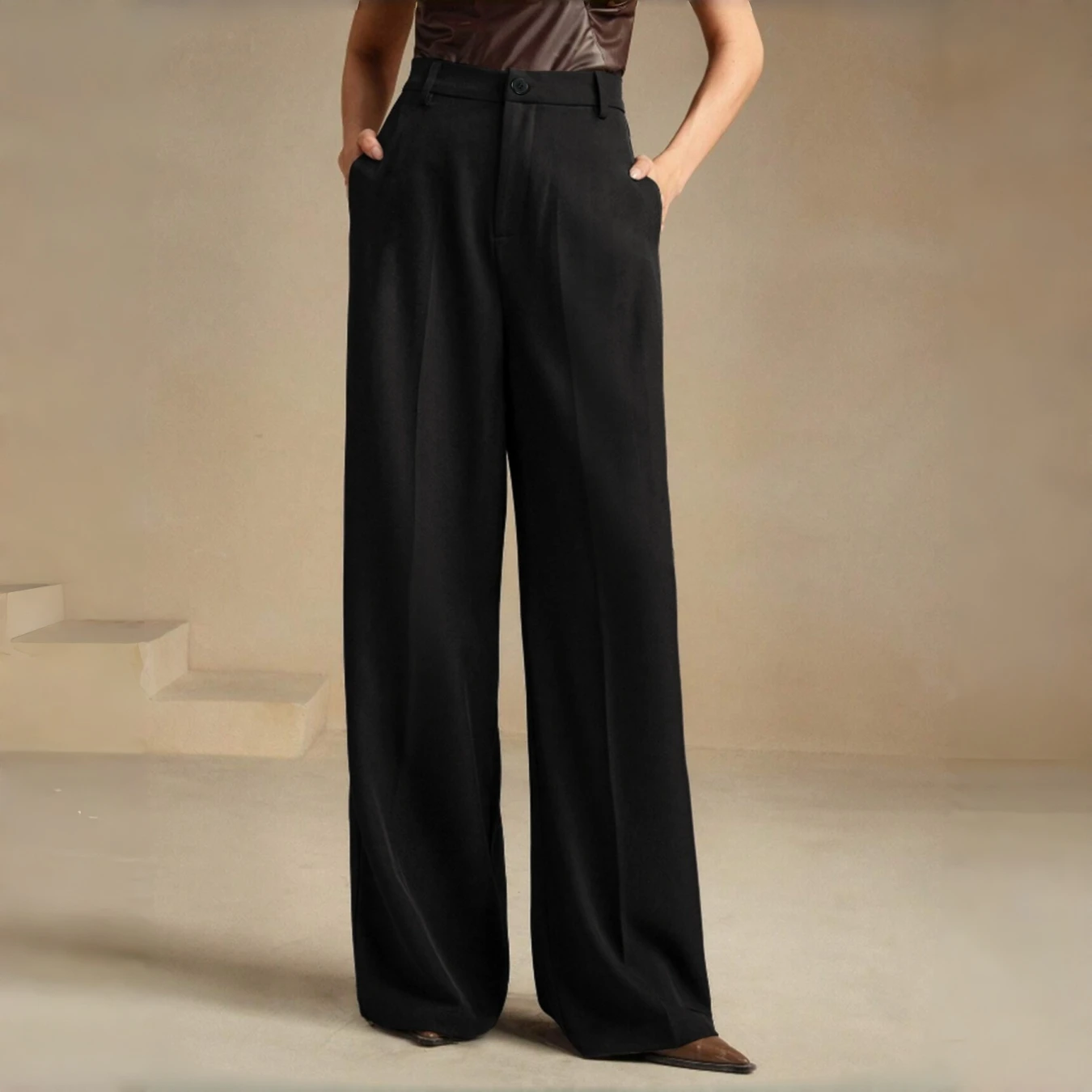 

Womens New Arrival Four Seasons Versatile Solid Color Suit Pants Elegant Youthful Smart Casual Ladies Trousers