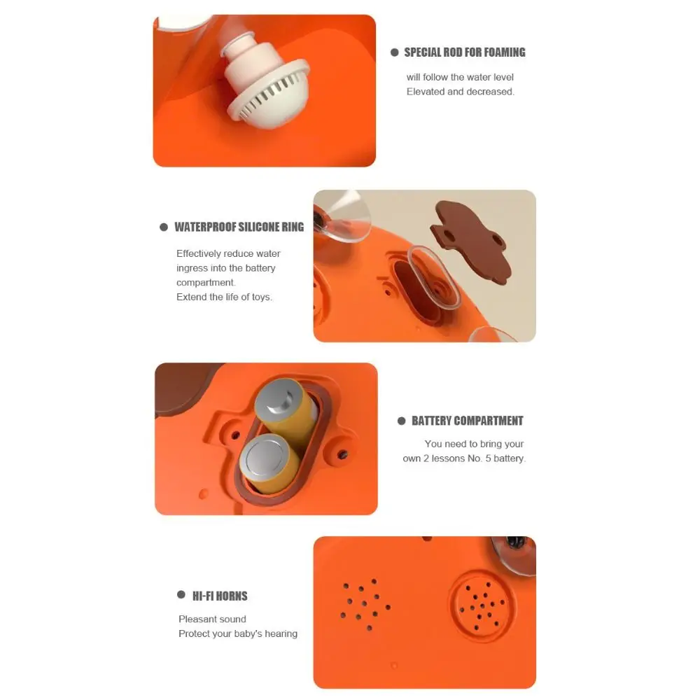 Dinosaur Shape Bath Bubble Maker Electric Music Bubble Machine Suction Cup Automatic Bathtub Bubble Machine Boys Girls