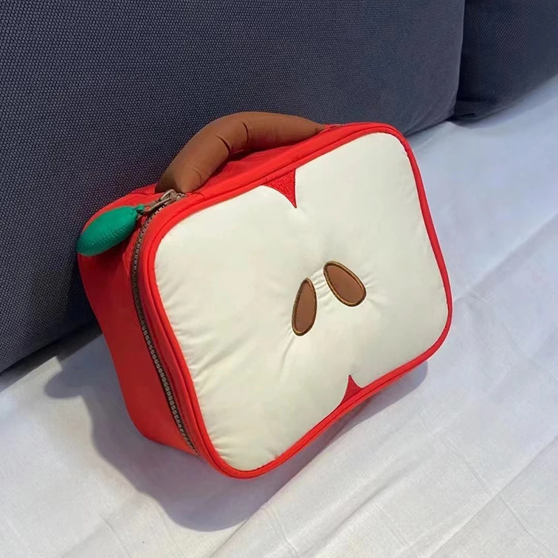 حقيبة تخزين فرش المكياج بنمط التفاح، حقيبة تخزين للسفر، حقيبة تخزين مستحضرات التجميل وأدوات الزينة، حقيبة يد نسائية هدية عيد الميلاد #3