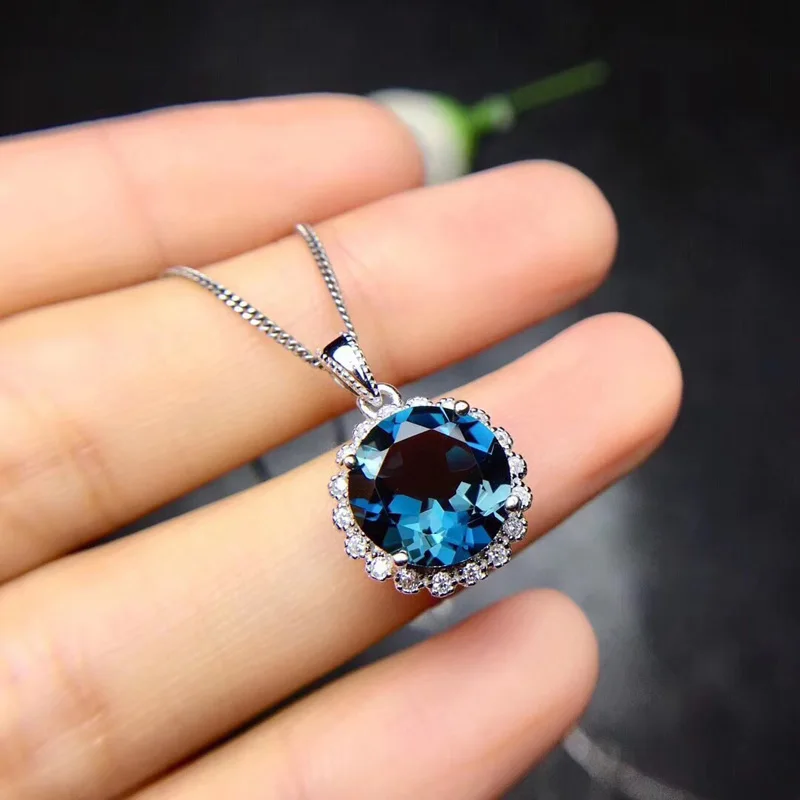 2023 New Shiny Blue Zircon Necklace 925 Sterling Silver Jewelry Set For Women Romantic Charm Lady Anniversary Accessories Gifts