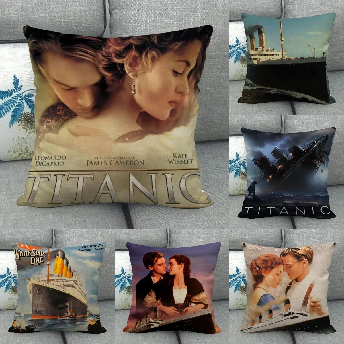 45X45cm Titanic Pillowcase Square Zipper Cotton Linen Pillow Cases Bedroom Home Office Decorative Pillowcase WJY10.16