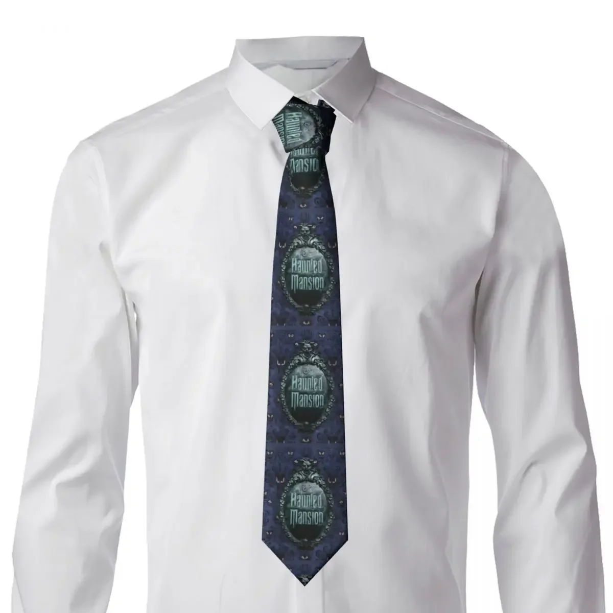 Personalized Haunted Mansion Logo Tie Men Classic Halloween Grimace Ghosts Silk Business Necktie