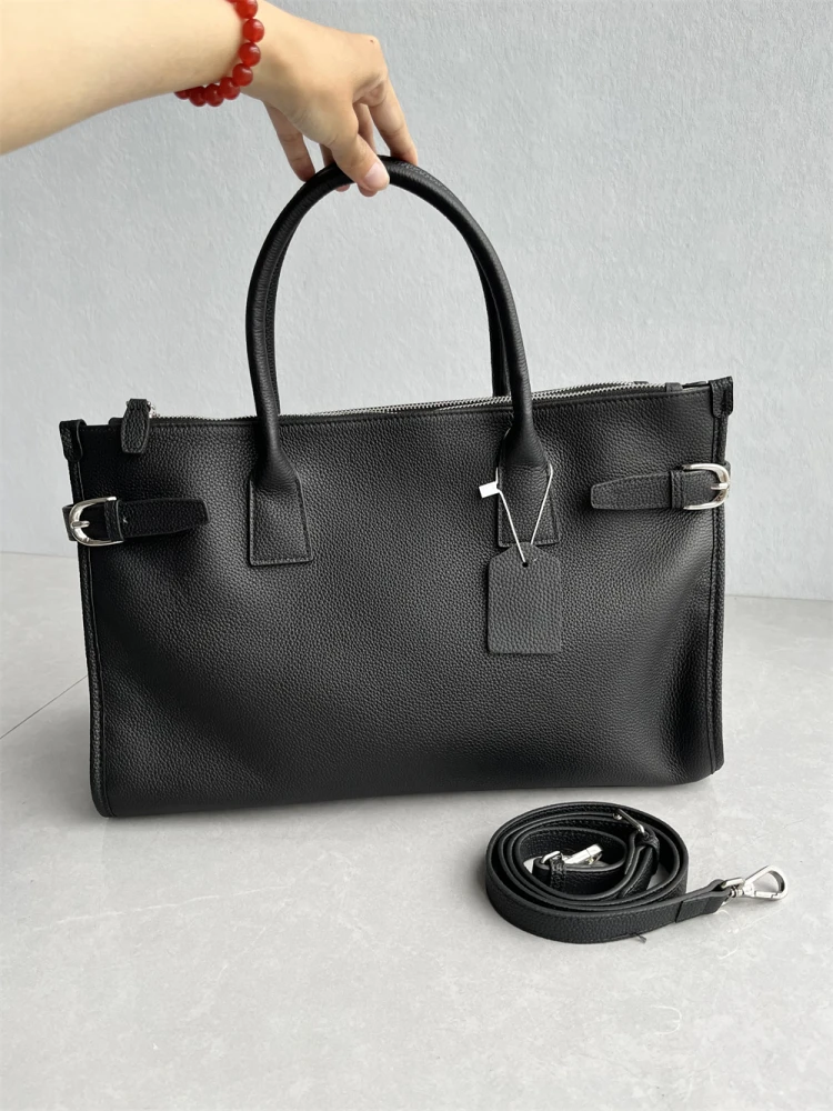 

New Faionable Top Layer Cowhide Leather Tote Bag Large Capaci oulder Crossbody Women's Bag Korean Sle Handbag