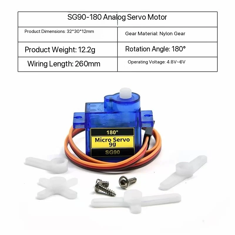 5/10/20pcs SG90 SG90 9G servo clássico digital de 180/360 graus para controle remoto de aeronaves, motor de asa fixa e modelos.