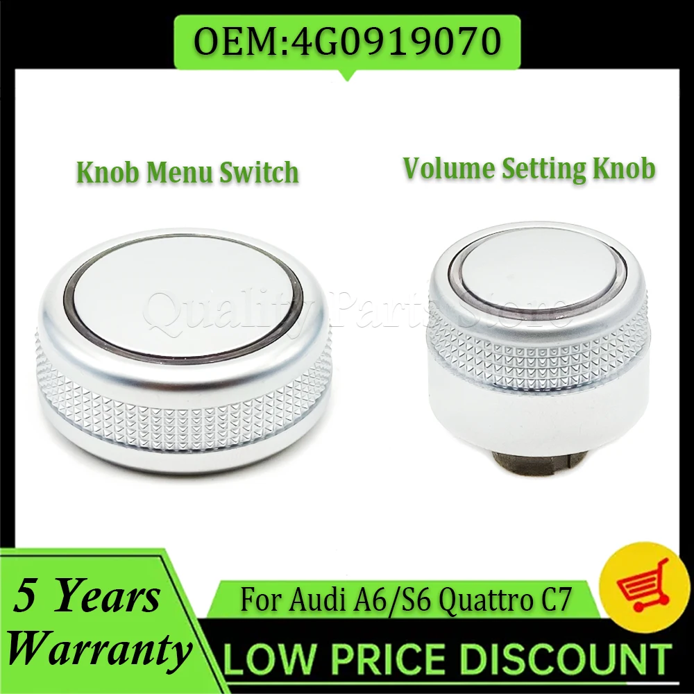

MMI Radio Volume Knob Rotary Button Switch & Menu Switch Setting Cover Cap replacement For A6/S6 Quattro C7 2011-2017 4G0919070