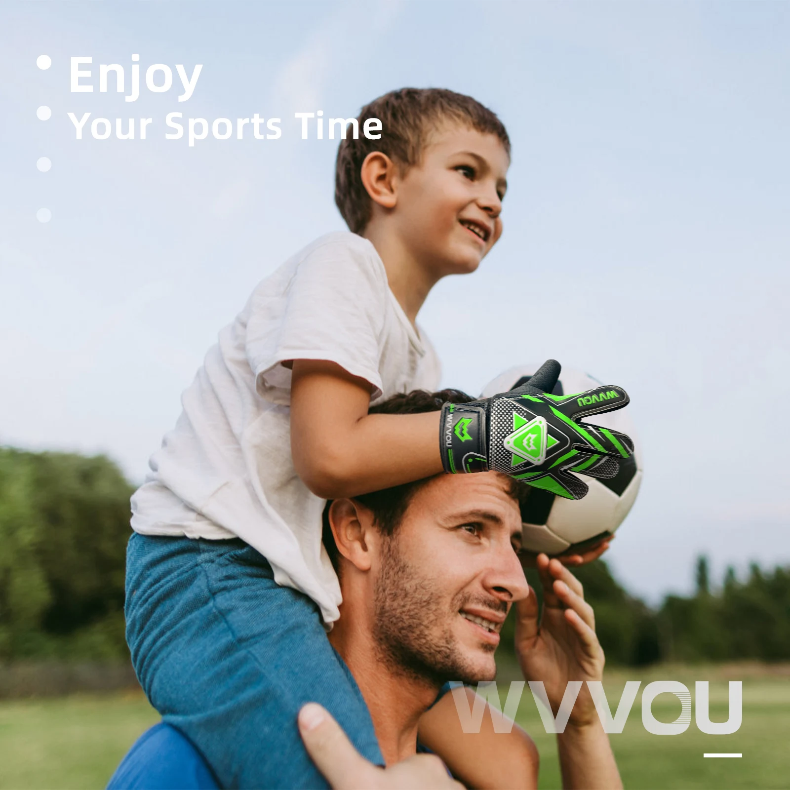 WVVOU Goalkeeper Gloves Children and Teenagers, Football Goalkeeper Gloves, Football Gloves, Double Protection, Portability