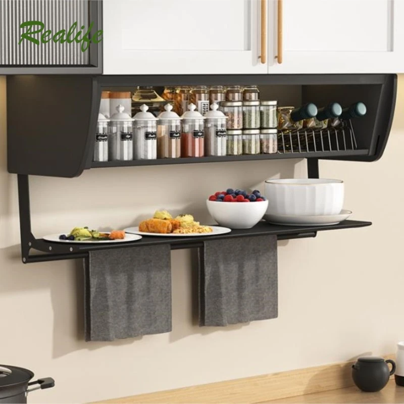 Cross Border Kitchen Storage Rack Dishes Seasoning Storage Rack Storage Box Hanging Cabinet Wall Mounted Multifunctional Rack