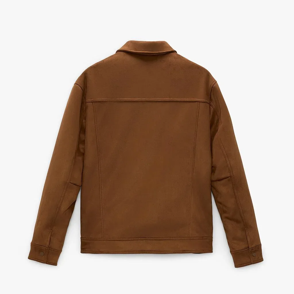 Men\'s Wear Suede Lapel Jacket Fashion Solid Long Sleeve Mens Coat
