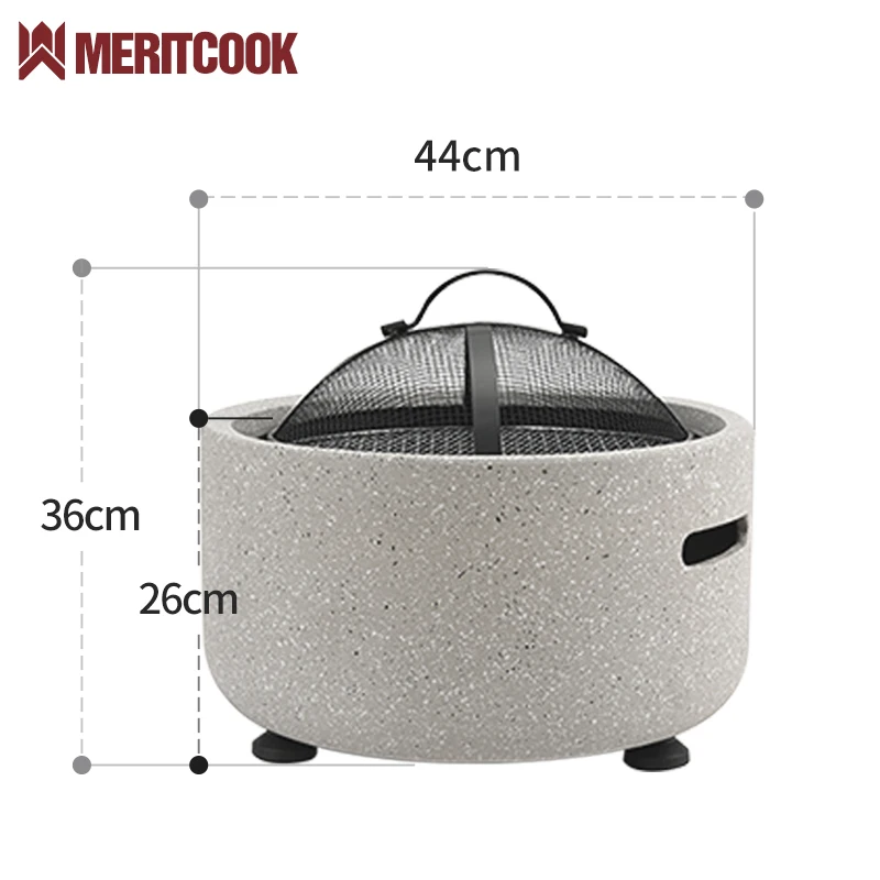 Portable Magnesium Oxide Fire Pit Table Outdoor Fire Bowl BBQ Grill Multifunction Patio Heater Camping Smokeless Fire Pit