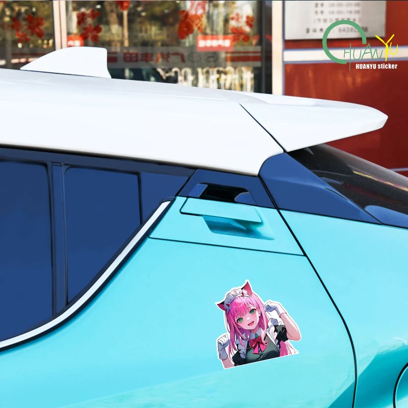 JDM Cute Maid Girl Anime Car Sticker Car Sticker Motorcycle Bumper Car Window Reflective Waterproof Sticker Car Sticker