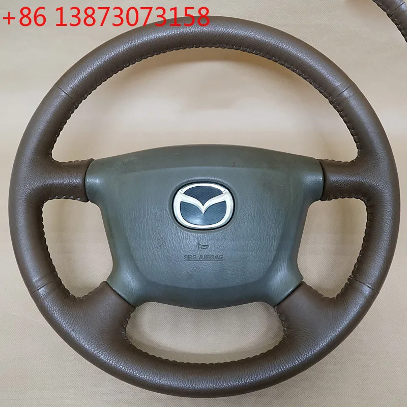 Hand-Stitch Antibacterial Nappa Leather Non-slip Car Steering Wheel Cover for Mazda 323 Premacy FAMILY Happin Car Interior
