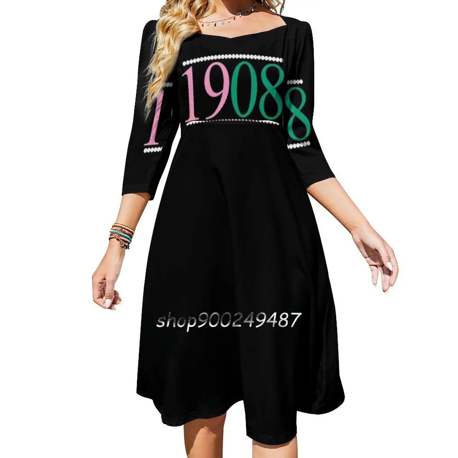 1908 Square Neck Dress New Plus Size Elegant Women Waist Tight Dress Aka 1908 Nphc Greek Pretty Girl Aka Aka Alpha Alpha Skee